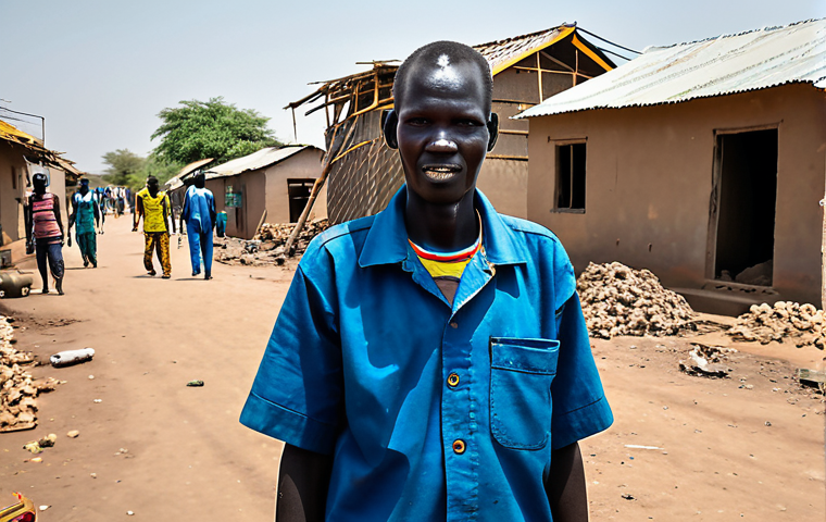 남수단 주요 도시 - Wau Street View**

"A street scene in Wau, South Sudan, showcasing a blend of traditional architectu...