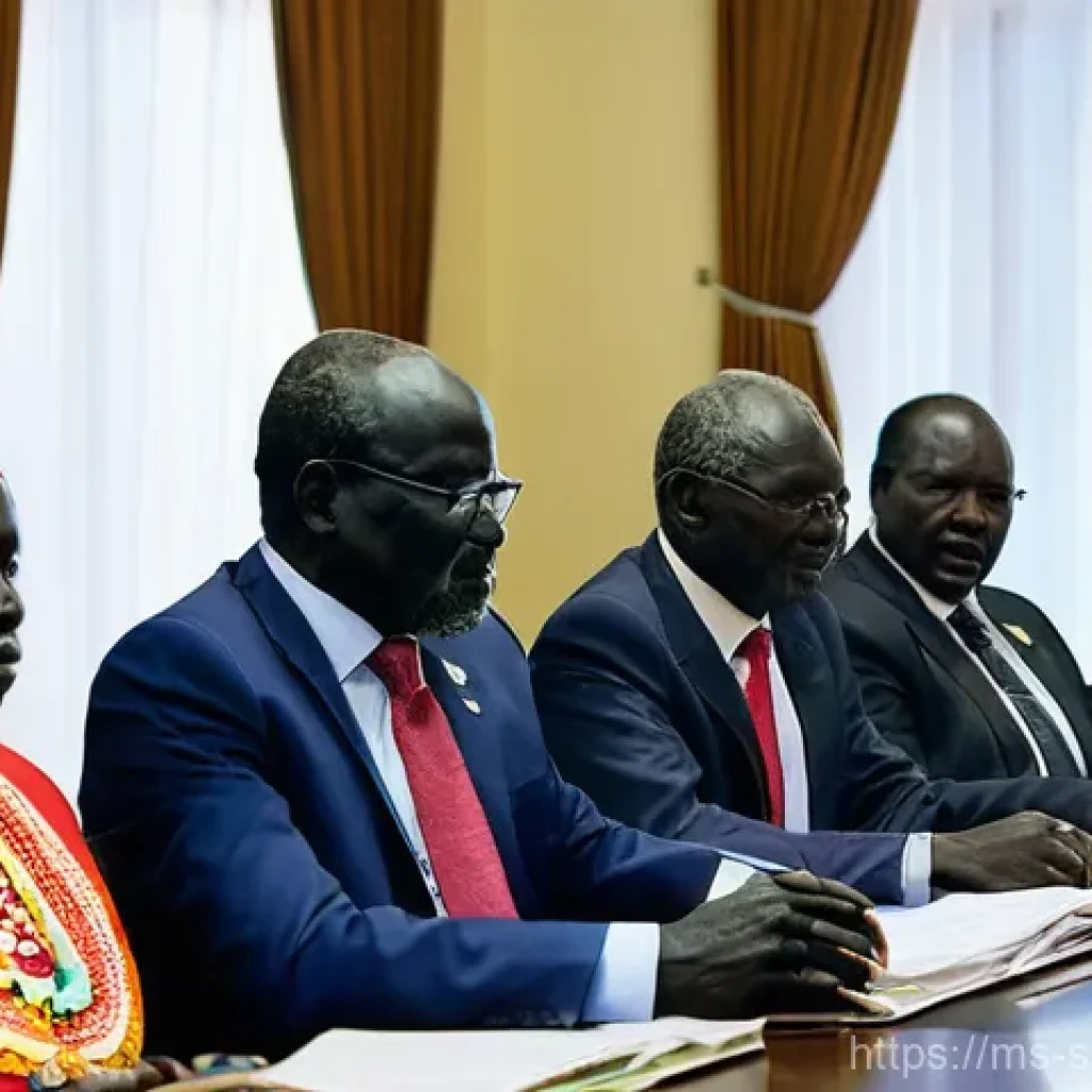 남수단 정치 구조 - **Prompt 1: South Sudan's Unified Leadership in Dialogue**
    "A diverse group of South Sudanese po...