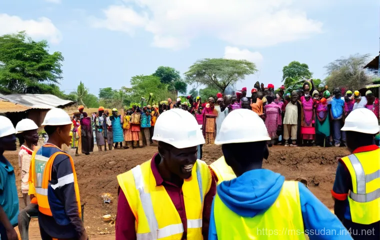 남수단 정치 구조 - **Prompt 2: Hopeful Votes for South Sudan's Future**
    "A bustling yet orderly scene at a temporar...