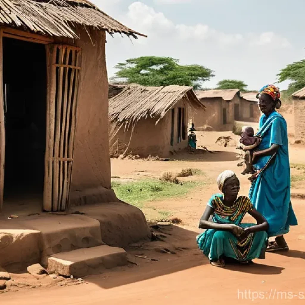 남수단 방송국과 뉴스 채널 - **Prompt 1: The Lifeline of Waves in Rural South Sudan**
A wide shot depicting a humble, sun-dre...