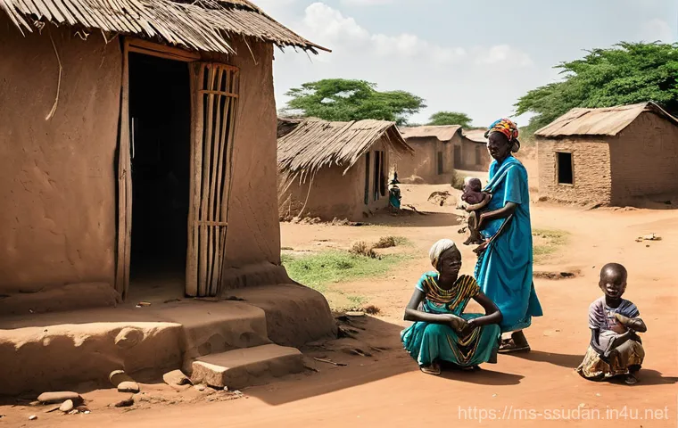 남수단 방송국과 뉴스 채널 - **Prompt 1: The Lifeline of Waves in Rural South Sudan**
    A wide shot depicting a humble, sun-dre...