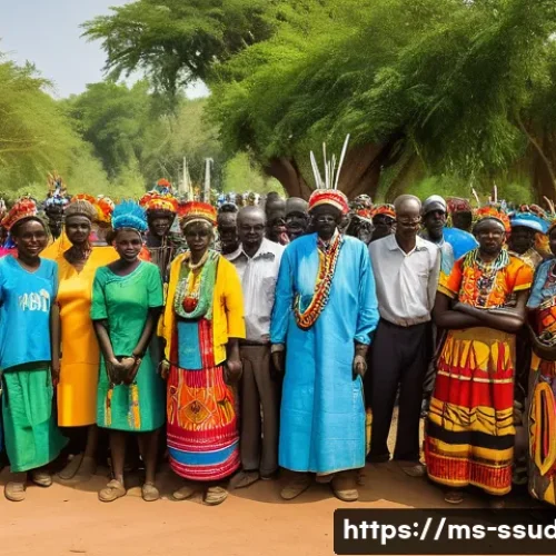 남수단 종교 분포 - A vibrant traditional South Sudanese village scene during an annual cultural ceremony honoring ances...