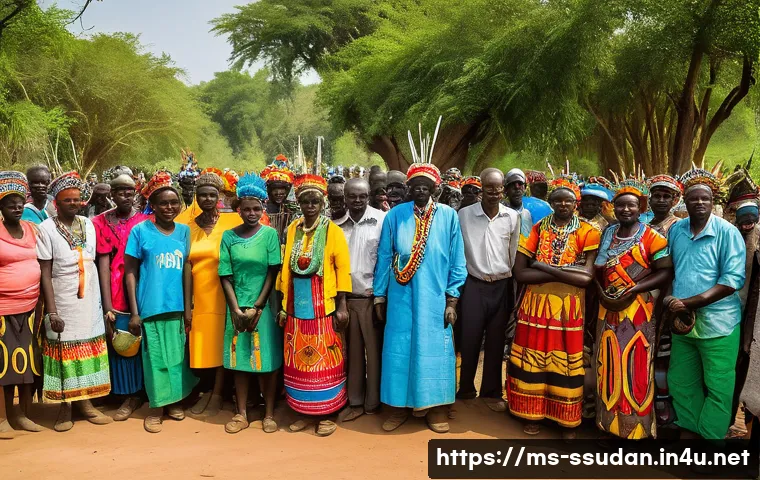 남수단 종교 분포 - A vibrant traditional South Sudanese village scene during an annual cultural ceremony honoring ances...